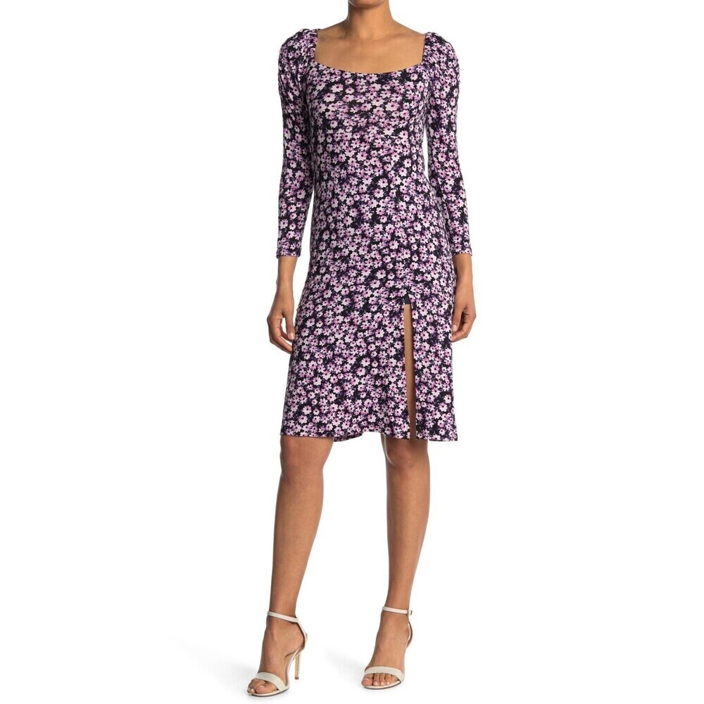 VELVET TORCH Puff Sleeve Bodycon Dress In Ditsy Floral Size M